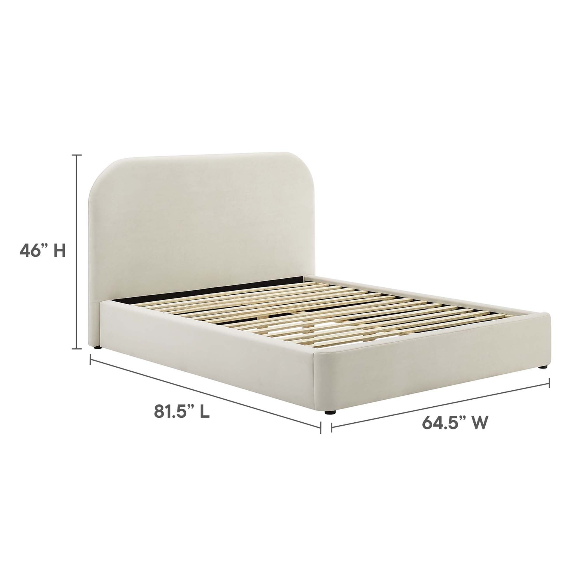 Keynote Performance Velvet Curved Full Platform Bed