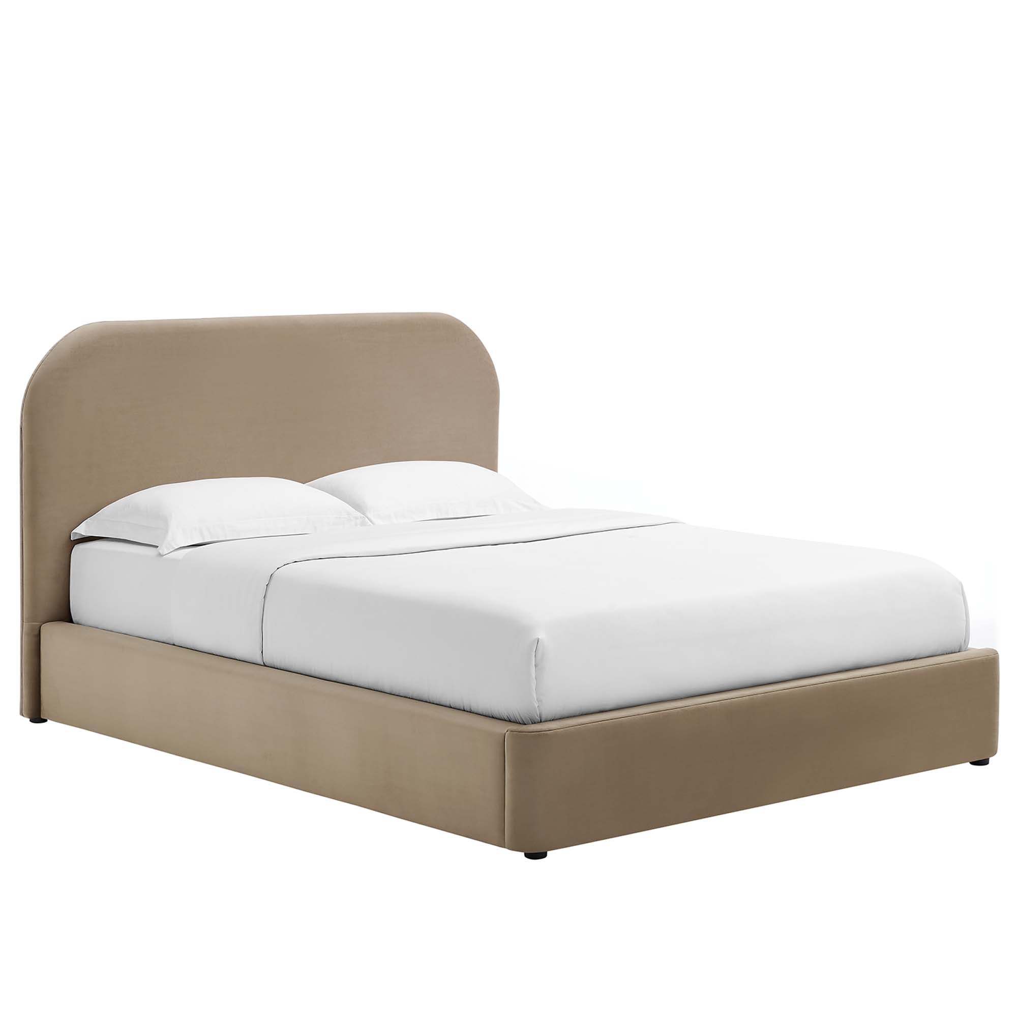 Keynote Performance Velvet Curved Full Platform Bed