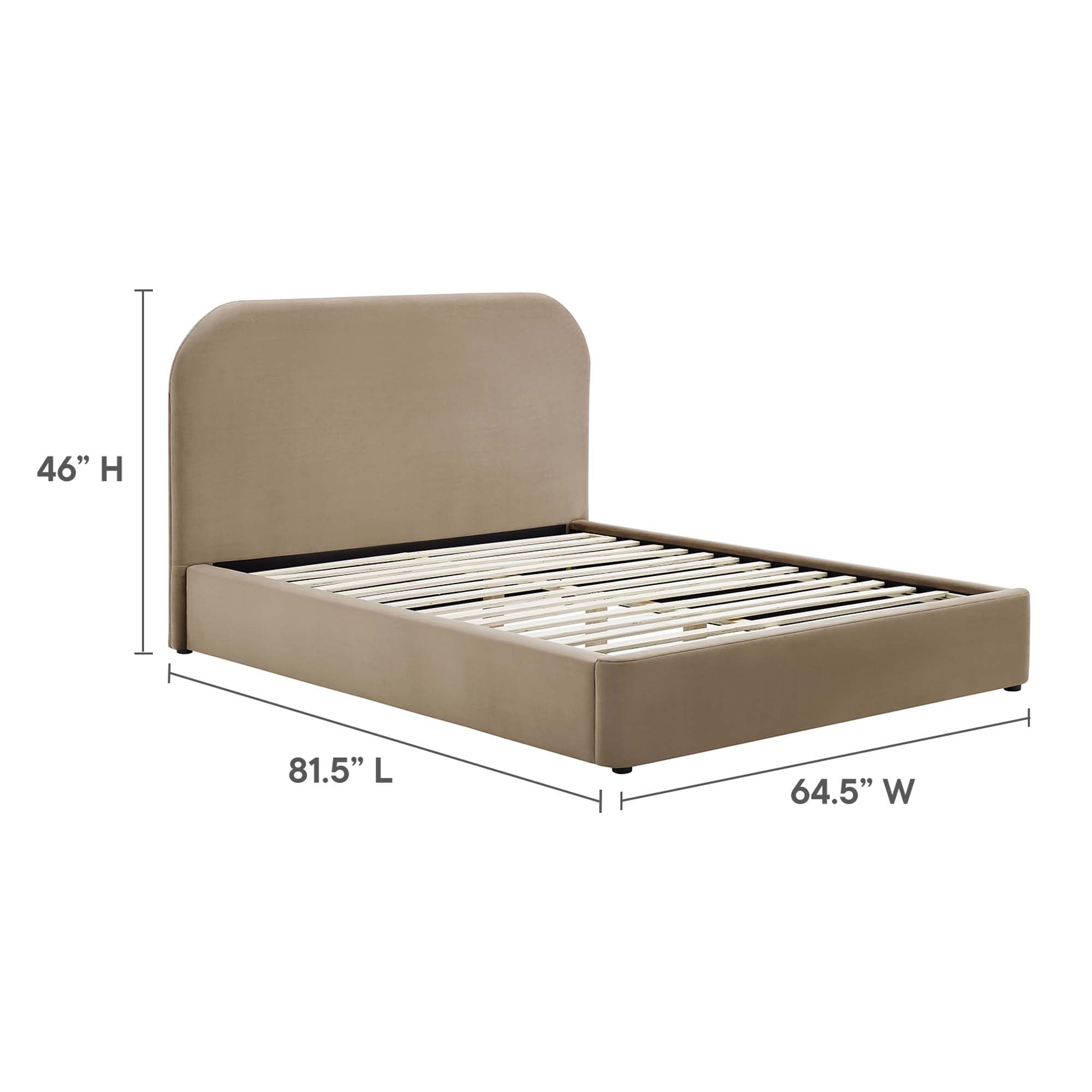 Keynote Performance Velvet Curved Full Platform Bed