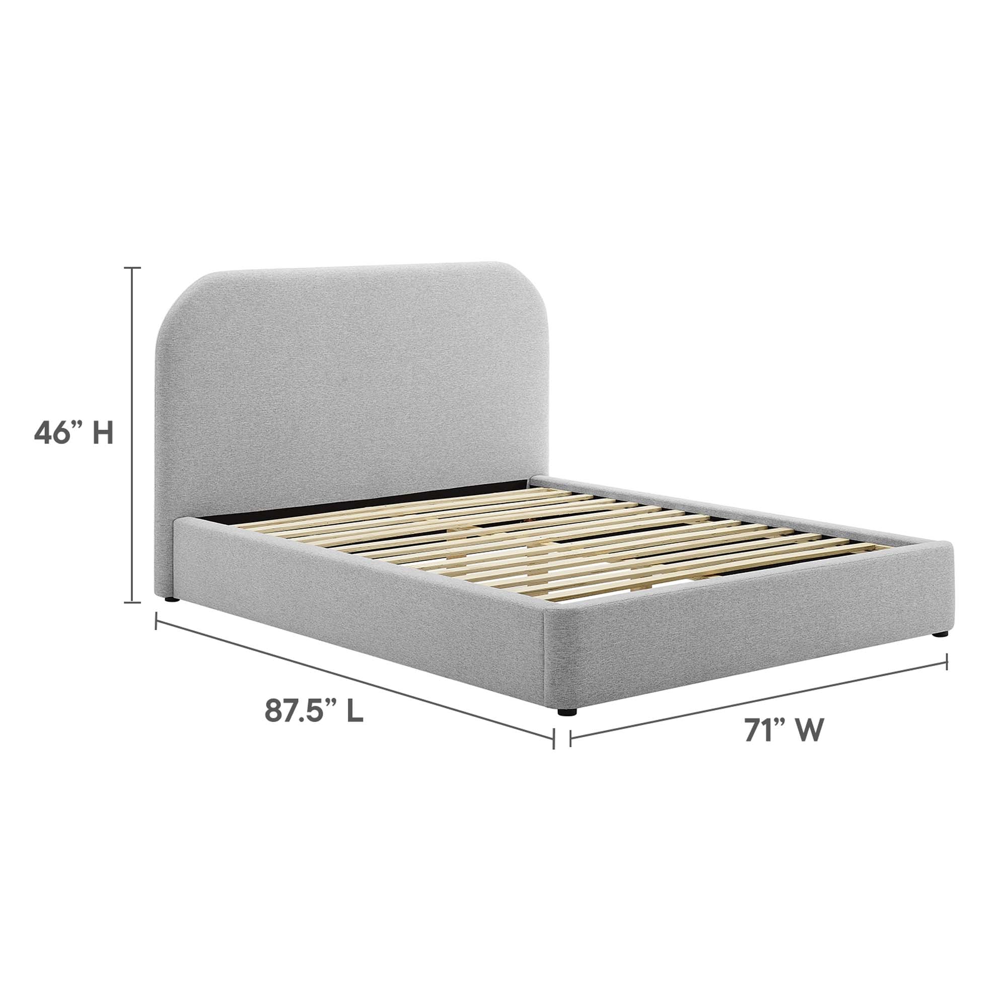 Keynote Upholstered Fabric Curved Queen Platform Bed