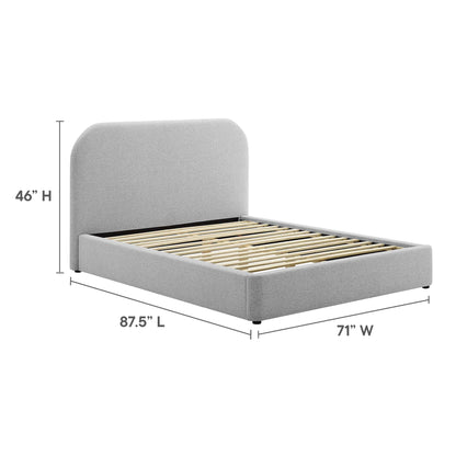 Keynote Upholstered Fabric Curved Queen Platform Bed