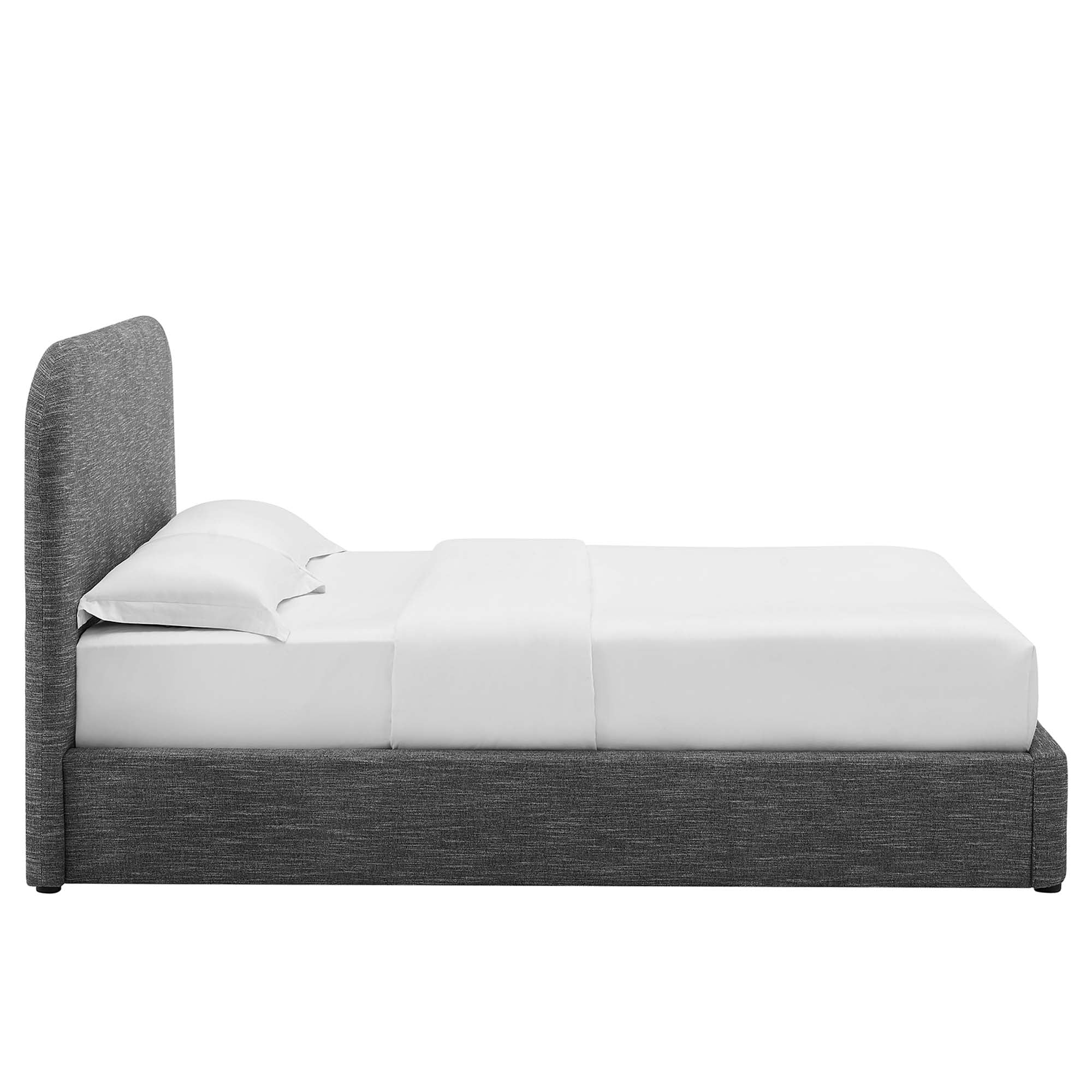 Keynote Upholstered Fabric Curved Queen Platform Bed