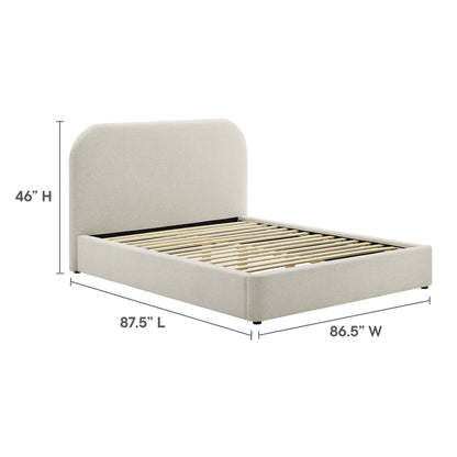 Keynote Upholstered Fabric Curved King Platform Bed