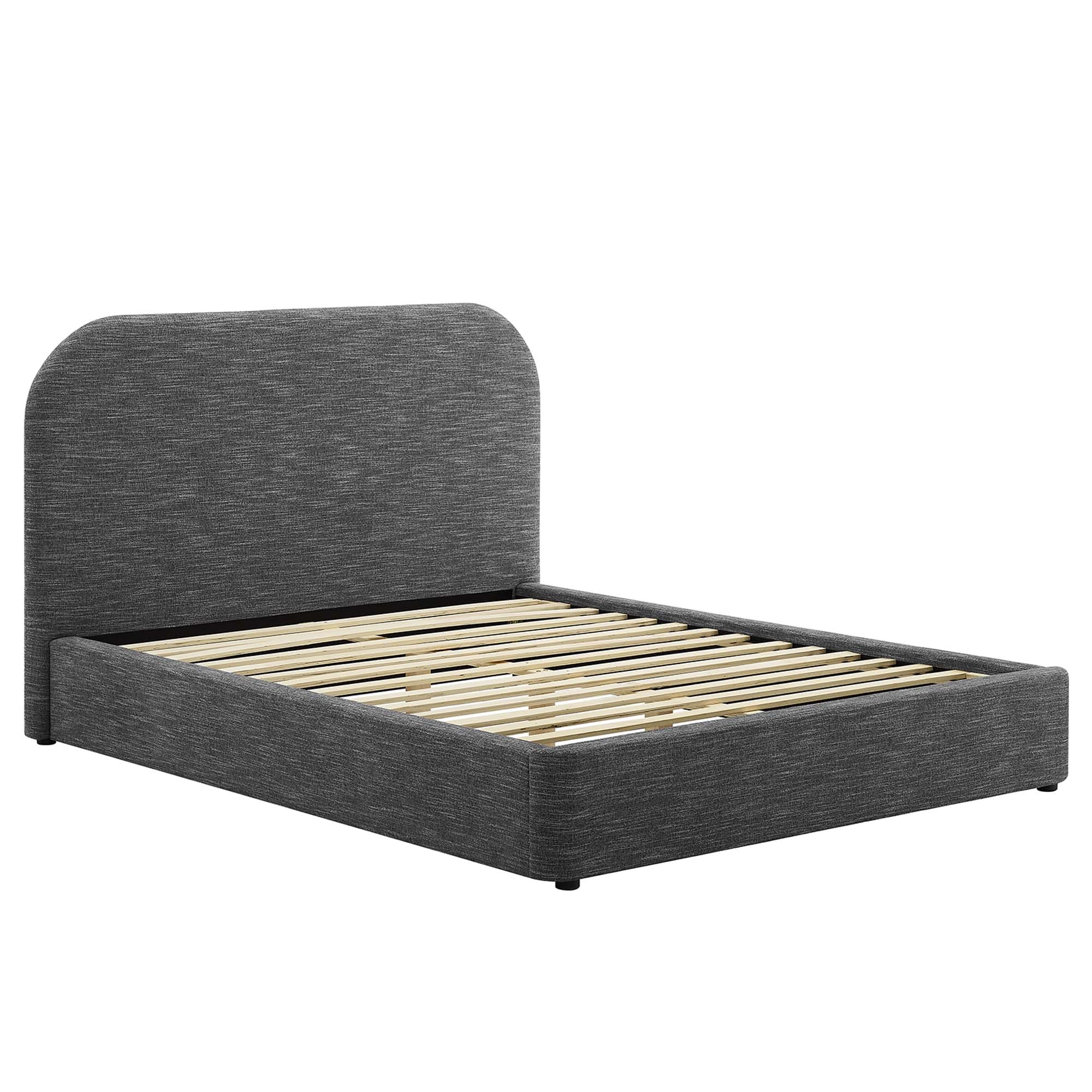 Keynote Upholstered Fabric Curved King Platform Bed