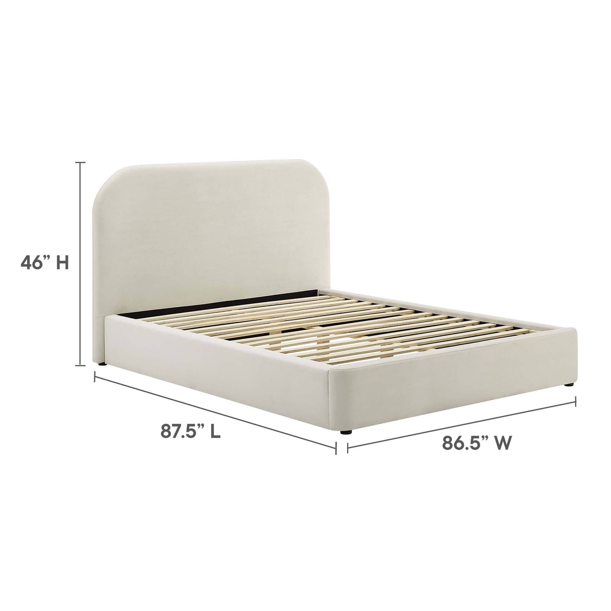 Keynote Performance Velvet Curved King Platform Bed