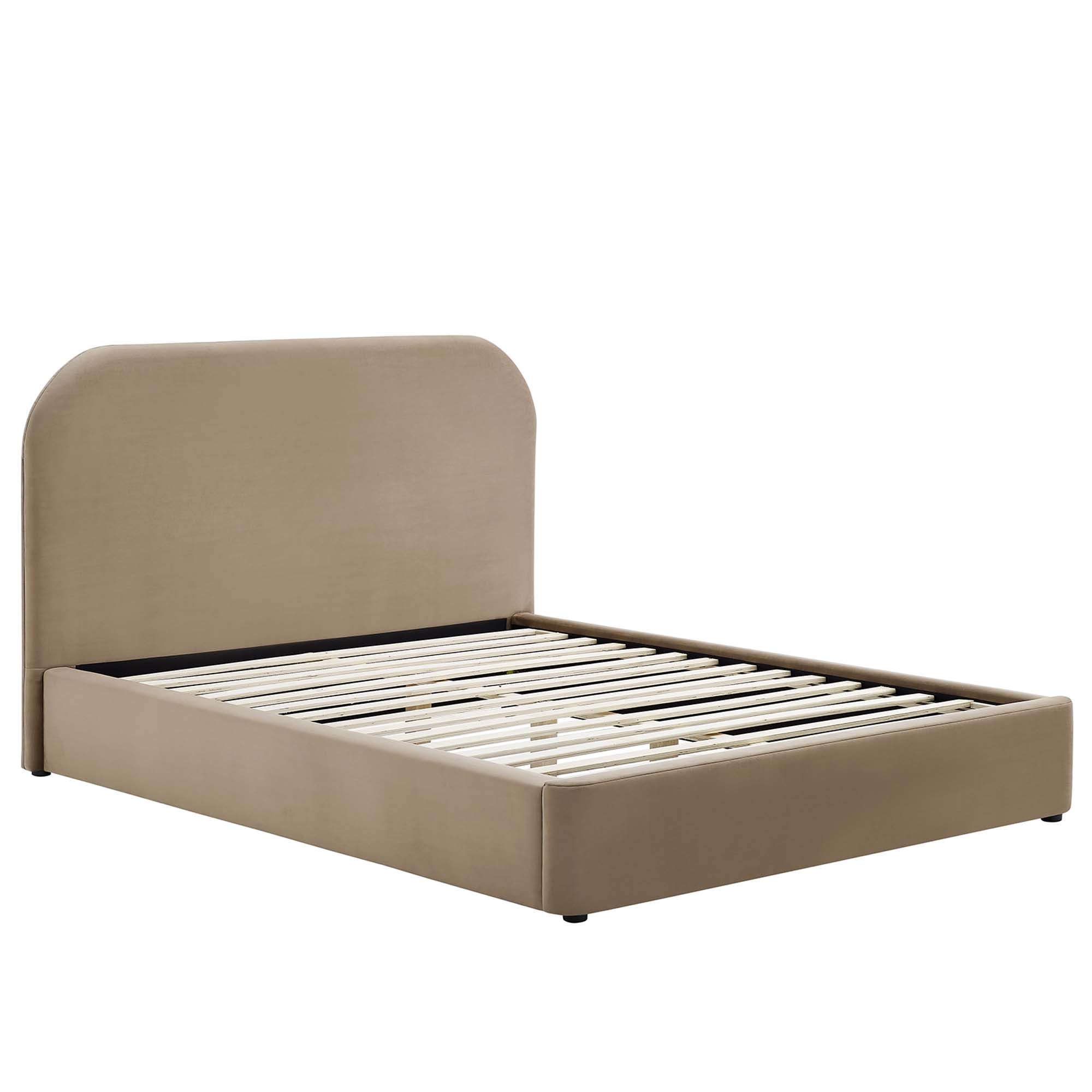 Keynote Performance Velvet Curved King Platform Bed