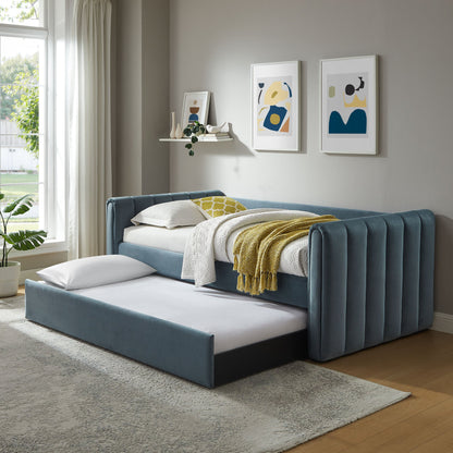 Veyla Channel Tufted Performance Velvet Twin Daybed With Trundle