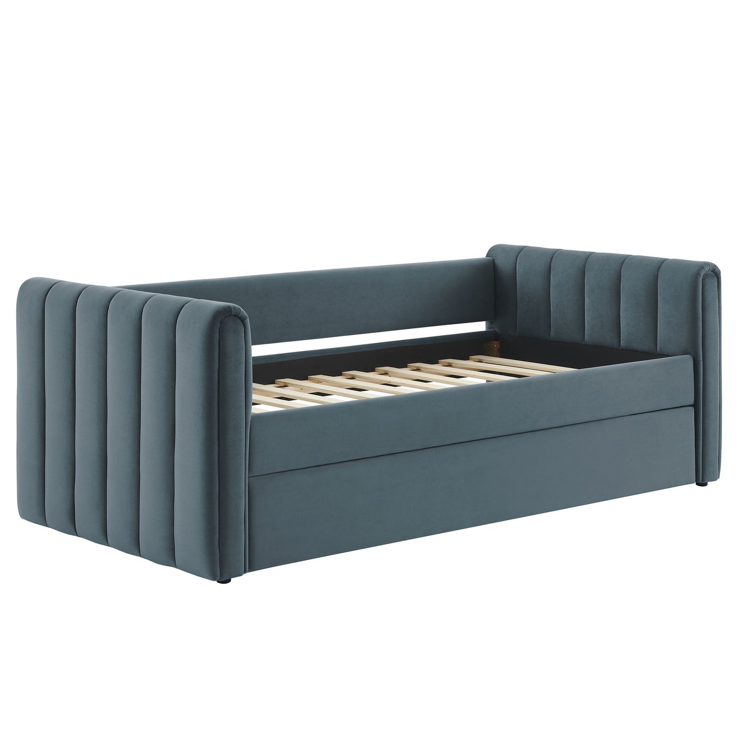 Veyla Channel Tufted Performance Velvet Twin Daybed With Trundle