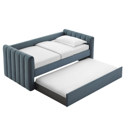 Veyla Channel Tufted Performance Velvet Twin Daybed With Trundle