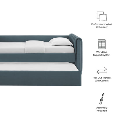 Veyla Channel Tufted Performance Velvet Twin Daybed With Trundle