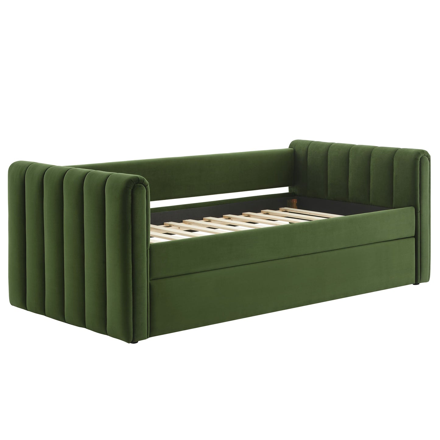 Veyla Channel Tufted Performance Velvet Twin Daybed With Trundle