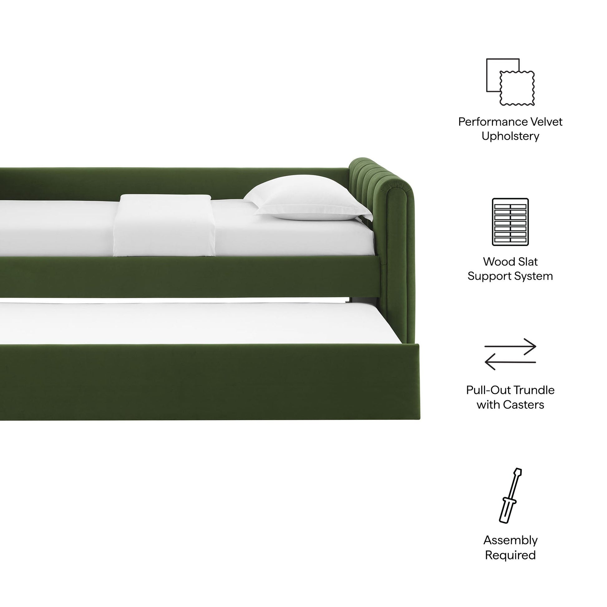 Veyla Channel Tufted Performance Velvet Twin Daybed With Trundle