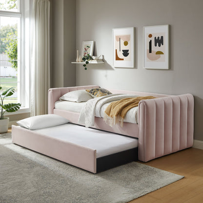 Veyla Channel Tufted Performance Velvet Twin Daybed With Trundle