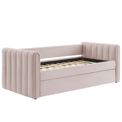 Veyla Channel Tufted Performance Velvet Twin Daybed With Trundle