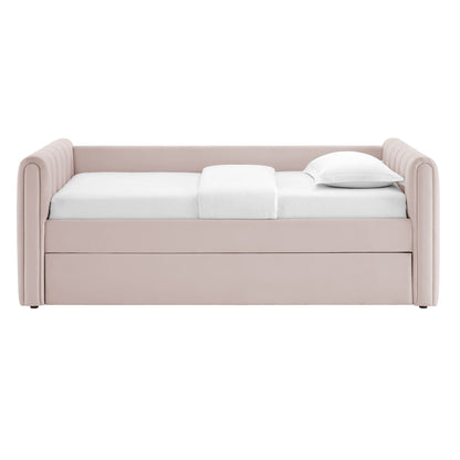 Veyla Channel Tufted Performance Velvet Twin Daybed With Trundle