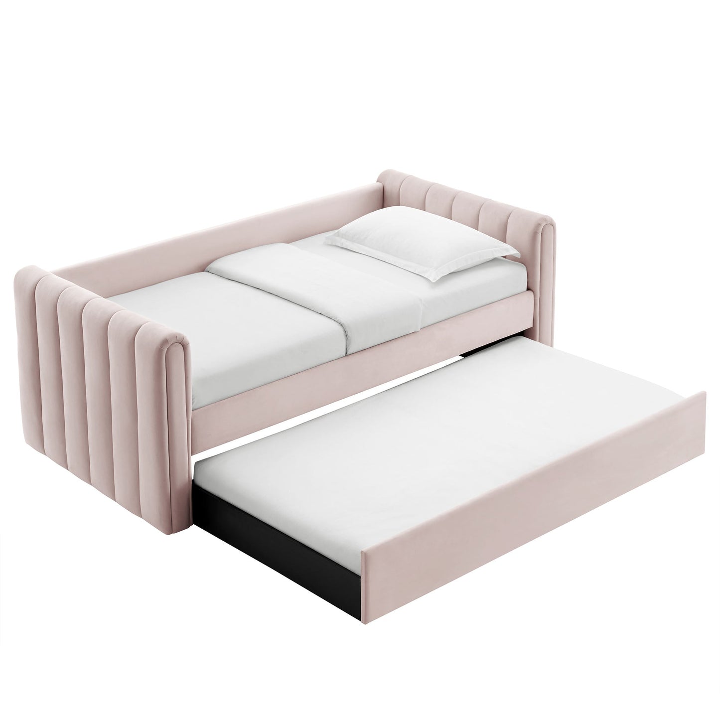 Veyla Channel Tufted Performance Velvet Twin Daybed With Trundle