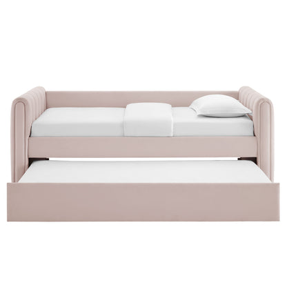 Veyla Channel Tufted Performance Velvet Twin Daybed With Trundle