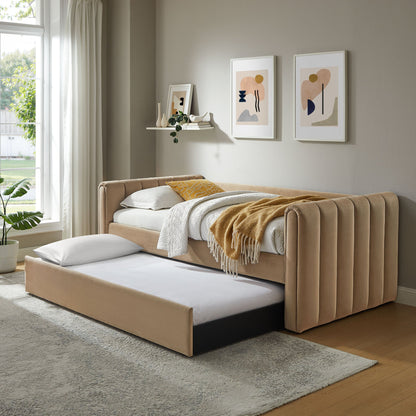 Veyla Channel Tufted Performance Velvet Twin Daybed With Trundle