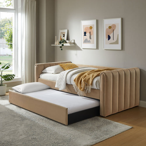 Veyla Channel Tufted Performance Velvet Twin Daybed With Trundle