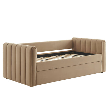 Veyla Channel Tufted Performance Velvet Twin Daybed With Trundle