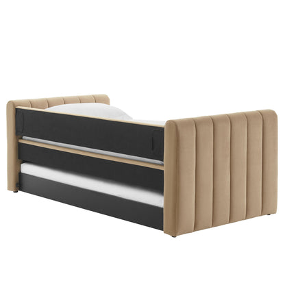Veyla Channel Tufted Performance Velvet Twin Daybed With Trundle