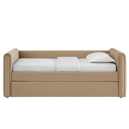 Veyla Channel Tufted Performance Velvet Twin Daybed With Trundle