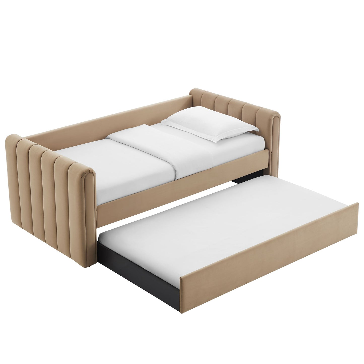 Veyla Channel Tufted Performance Velvet Twin Daybed With Trundle