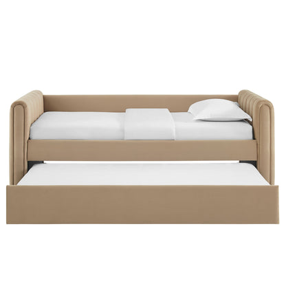 Veyla Channel Tufted Performance Velvet Twin Daybed With Trundle