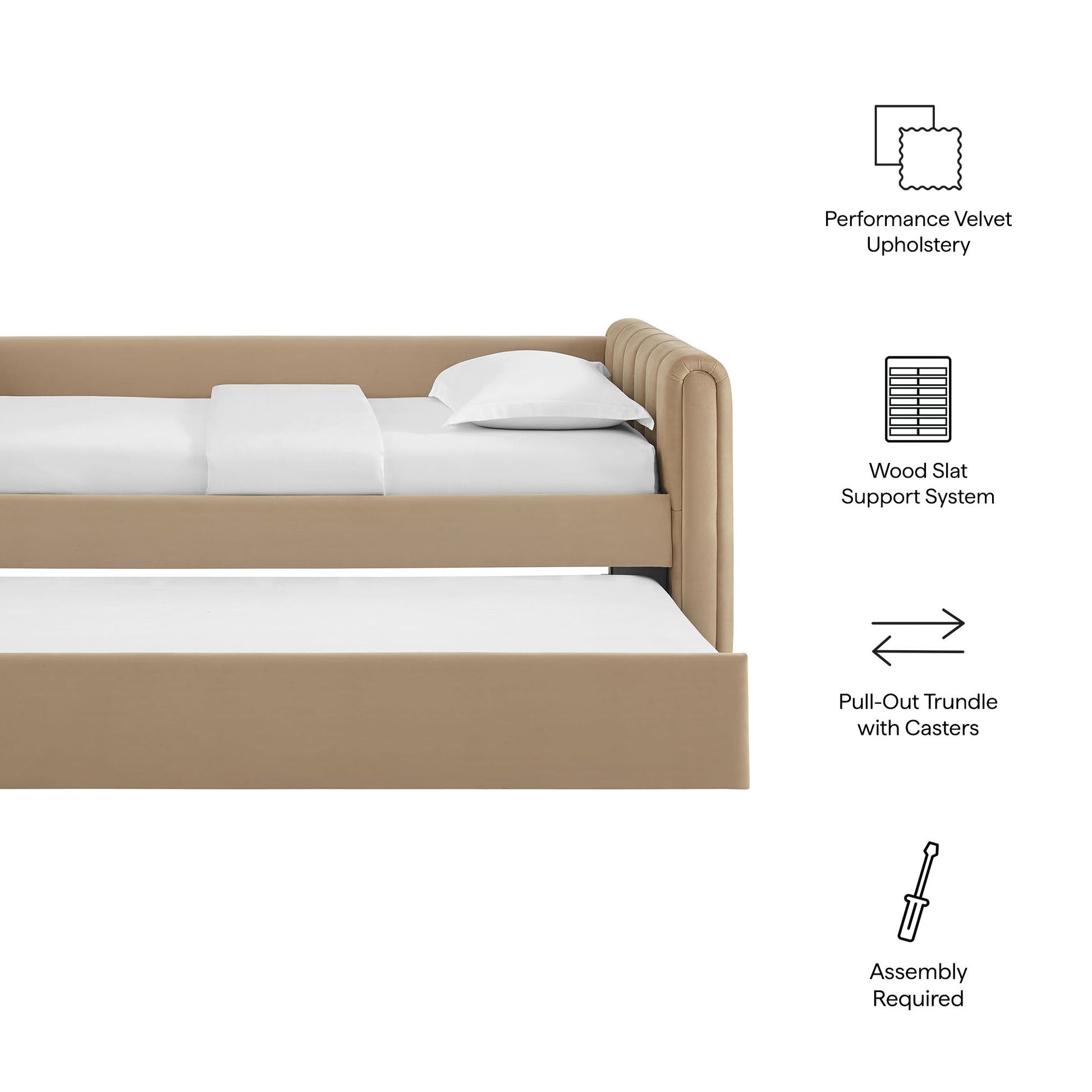 Veyla Channel Tufted Performance Velvet Twin Daybed With Trundle