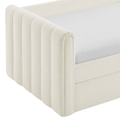 Veyla Channel Tufted Boucle Twin Daybed With Trundle