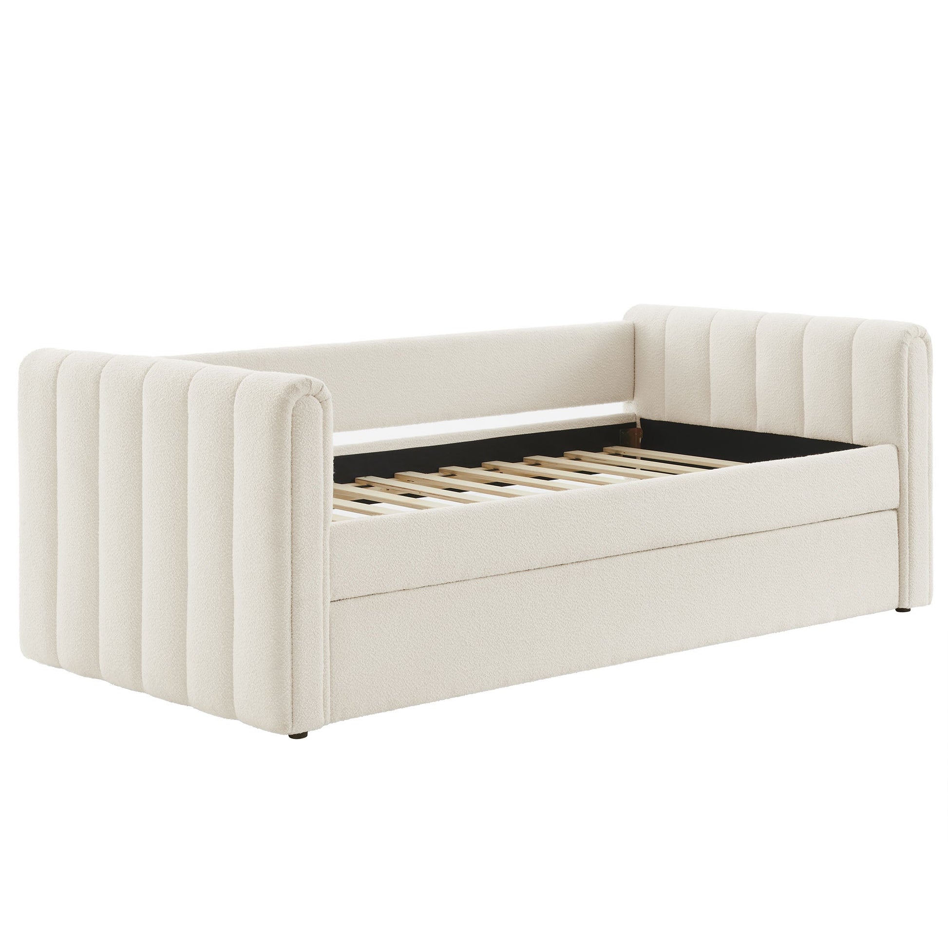 Veyla Channel Tufted Boucle Twin Daybed With Trundle