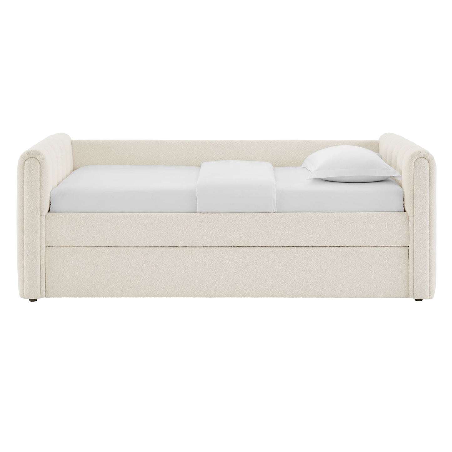 Veyla Channel Tufted Boucle Twin Daybed With Trundle