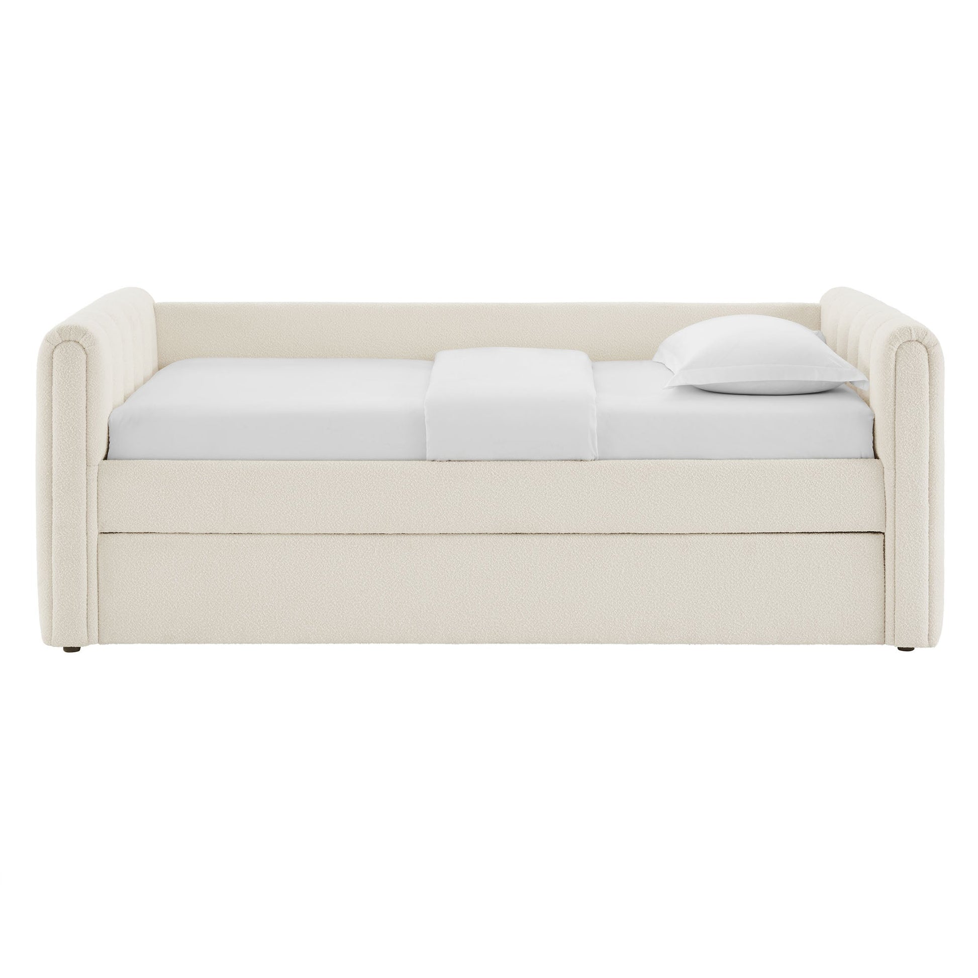 Veyla Channel Tufted Boucle Twin Daybed With Trundle
