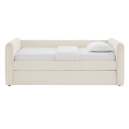 Veyla Channel Tufted Boucle Twin Daybed With Trundle