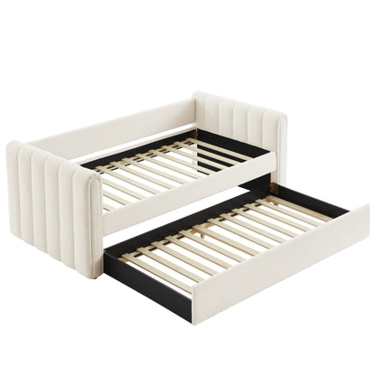 Veyla Channel Tufted Boucle Twin Daybed With Trundle