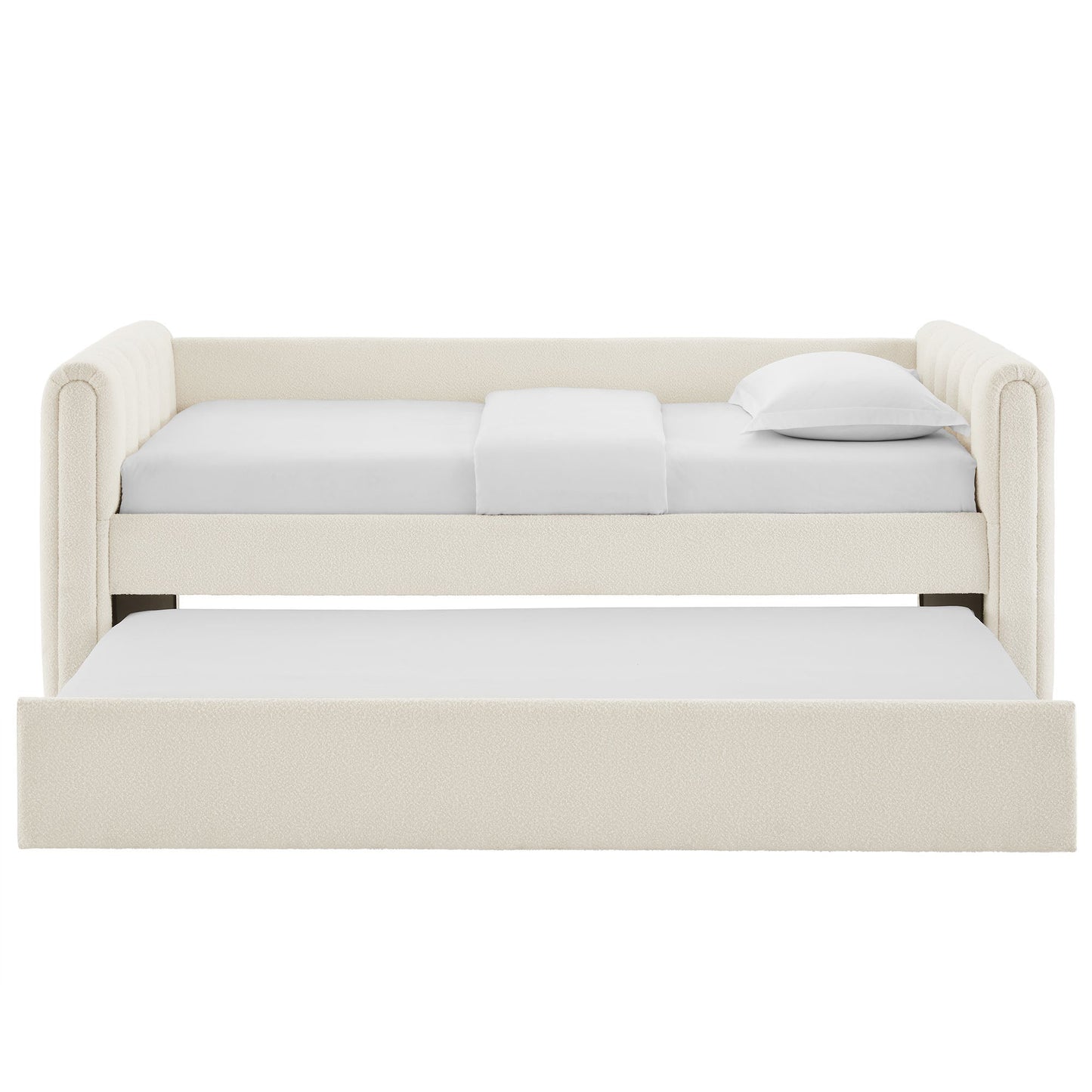 Veyla Channel Tufted Boucle Twin Daybed With Trundle