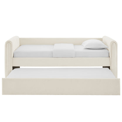 Veyla Channel Tufted Boucle Twin Daybed With Trundle