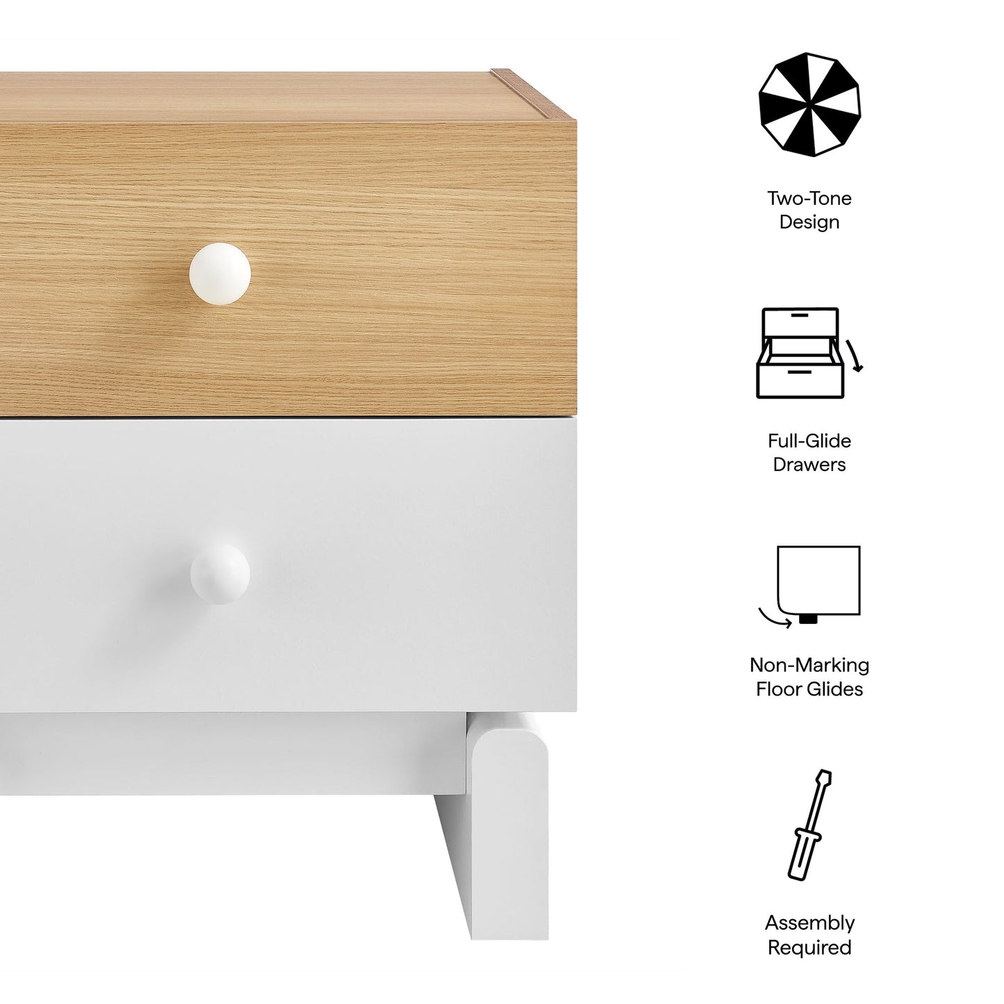 Nolia 2-Drawer Color Block Nightstand