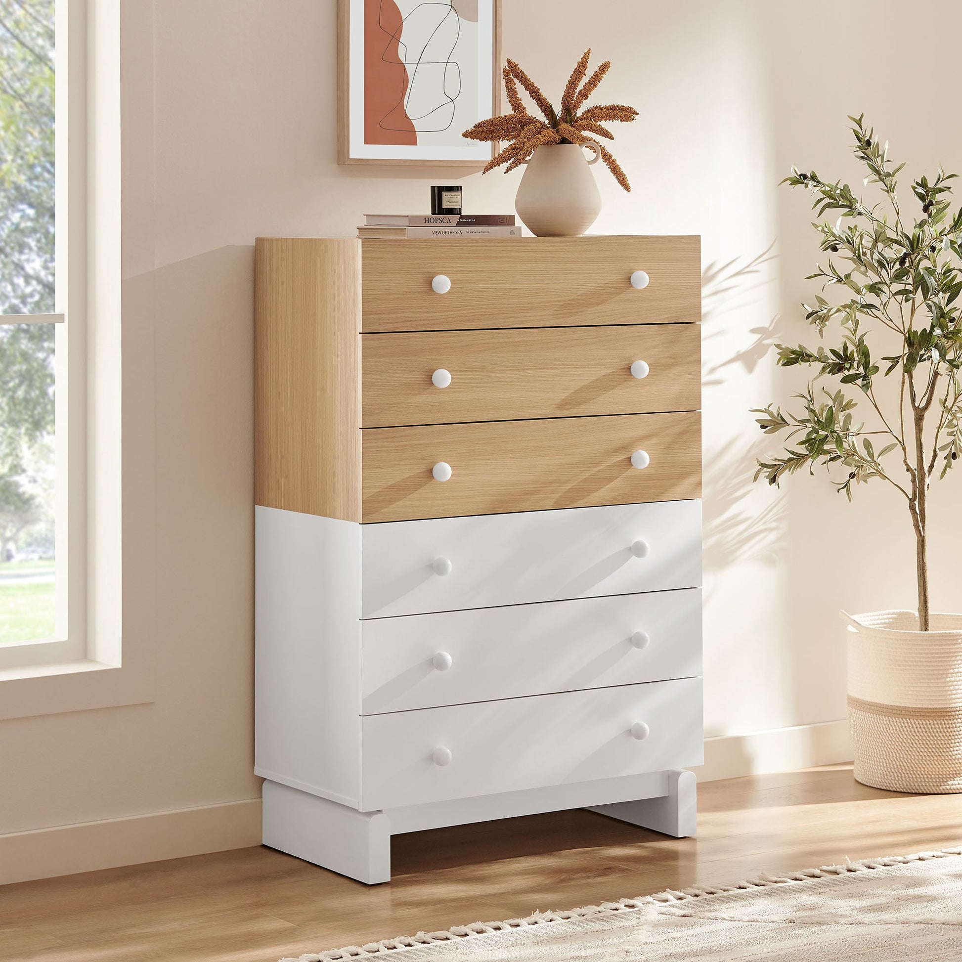Nolia 6-Drawer Color Block Dresser Chest