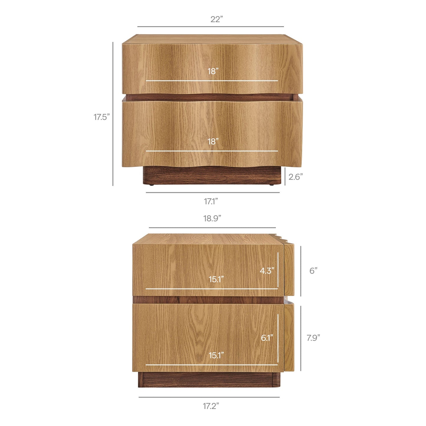 Isola 2 Drawer Nightstand