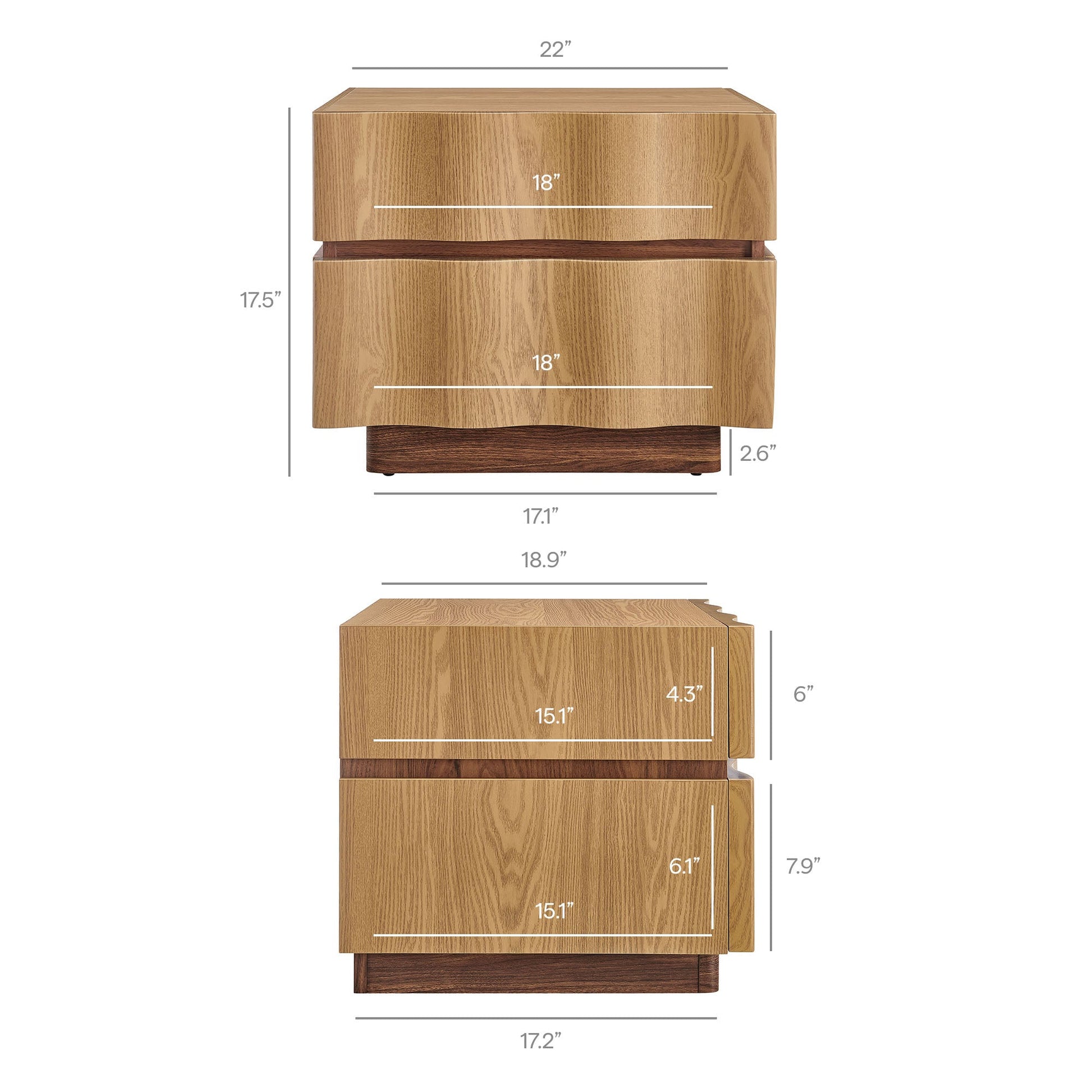 Isola 2 Drawer Nightstand