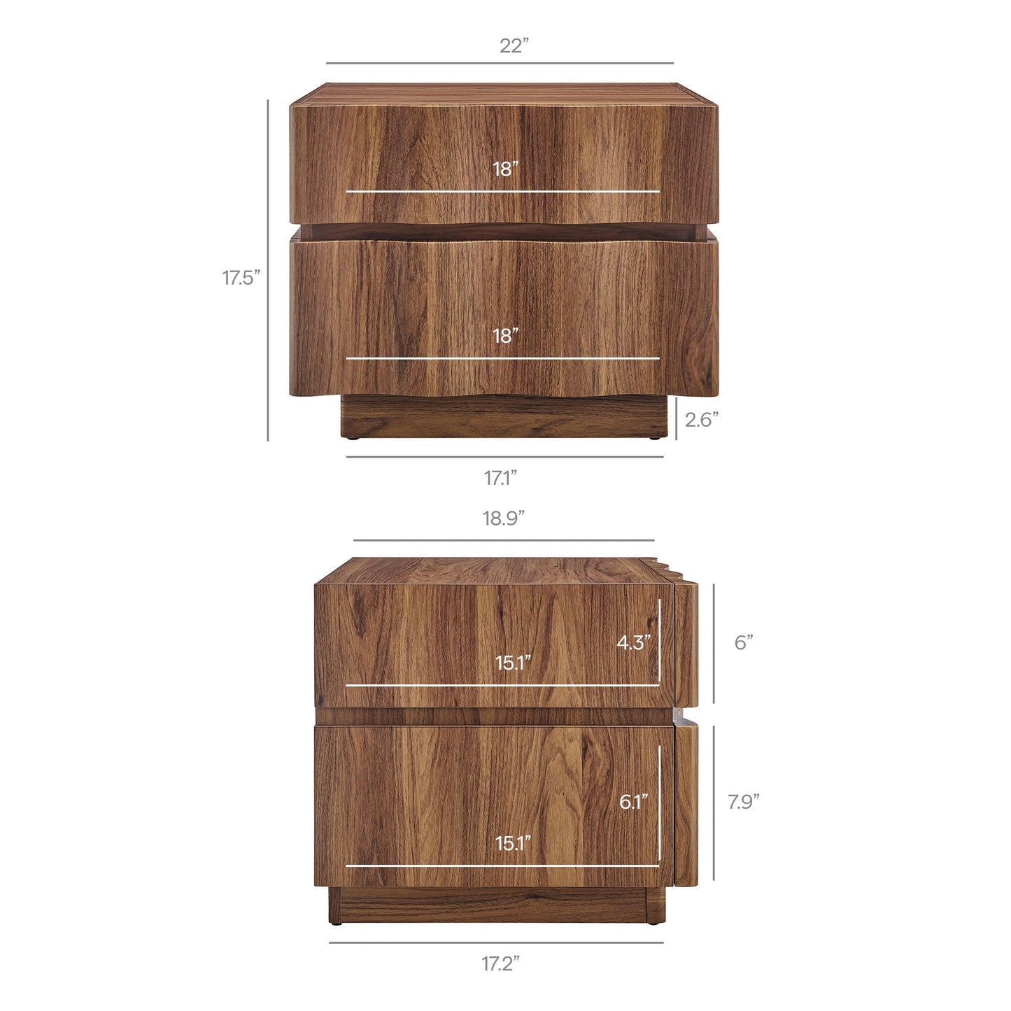 Isola 2 Drawer Nightstand