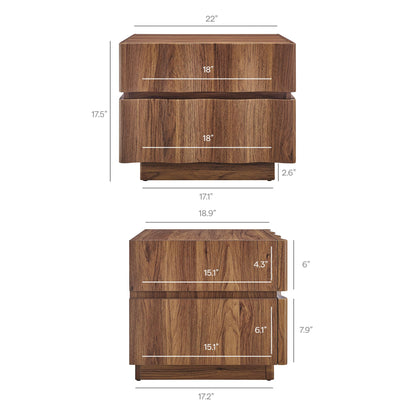 Isola 2 Drawer Nightstand