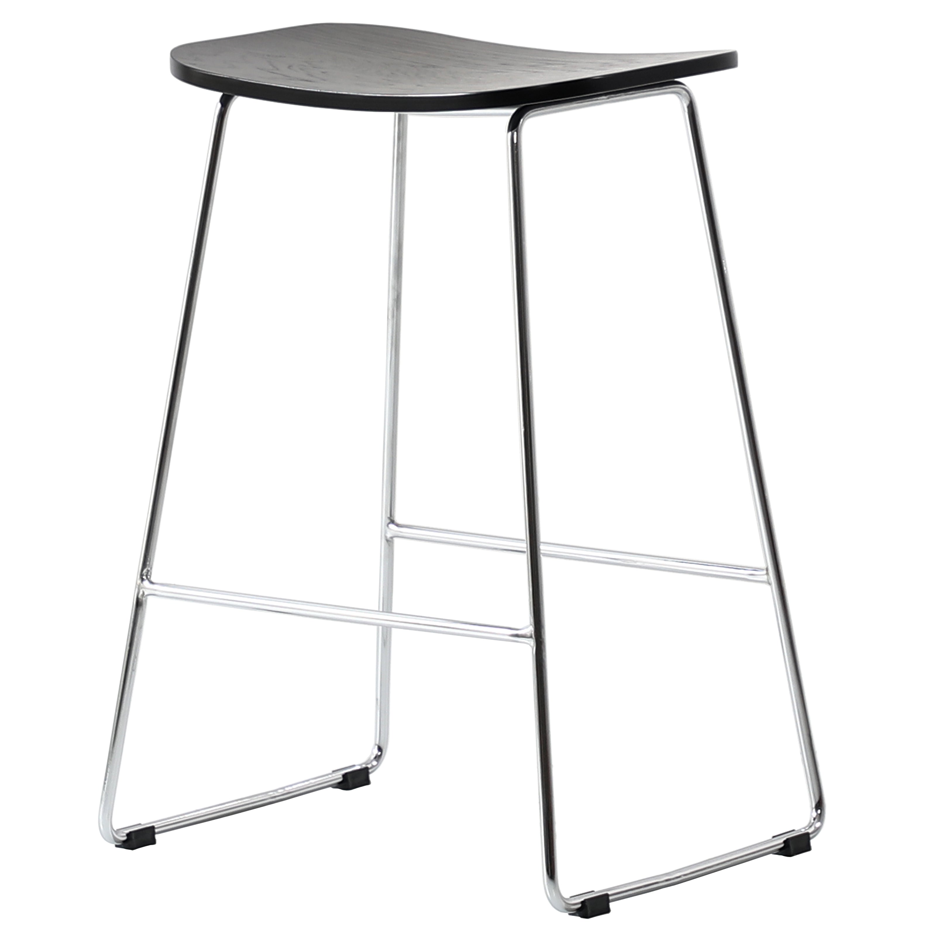 Melrose Modern Wood Counter Stool With Chrome Frame