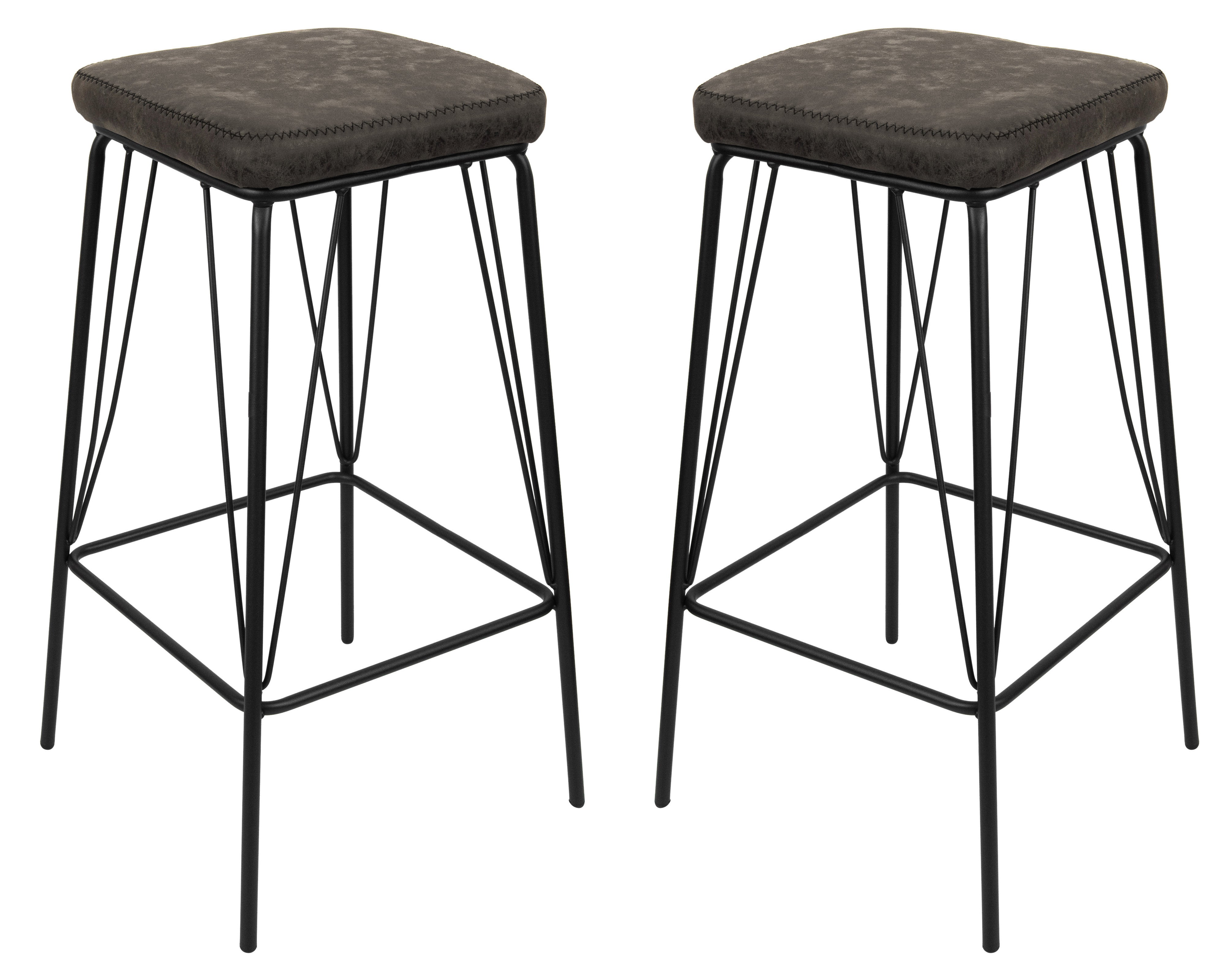 Millard Leather Bar Stool With Metal Frame Set of 2