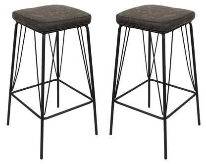 Millard Leather Bar Stool With Metal Frame Set of 2