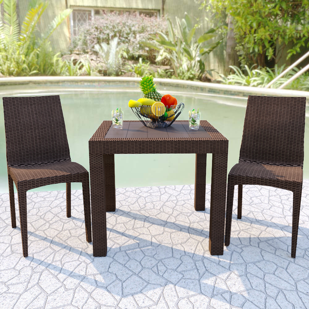 Hans 31" Weave Design Outdoor Dining Table