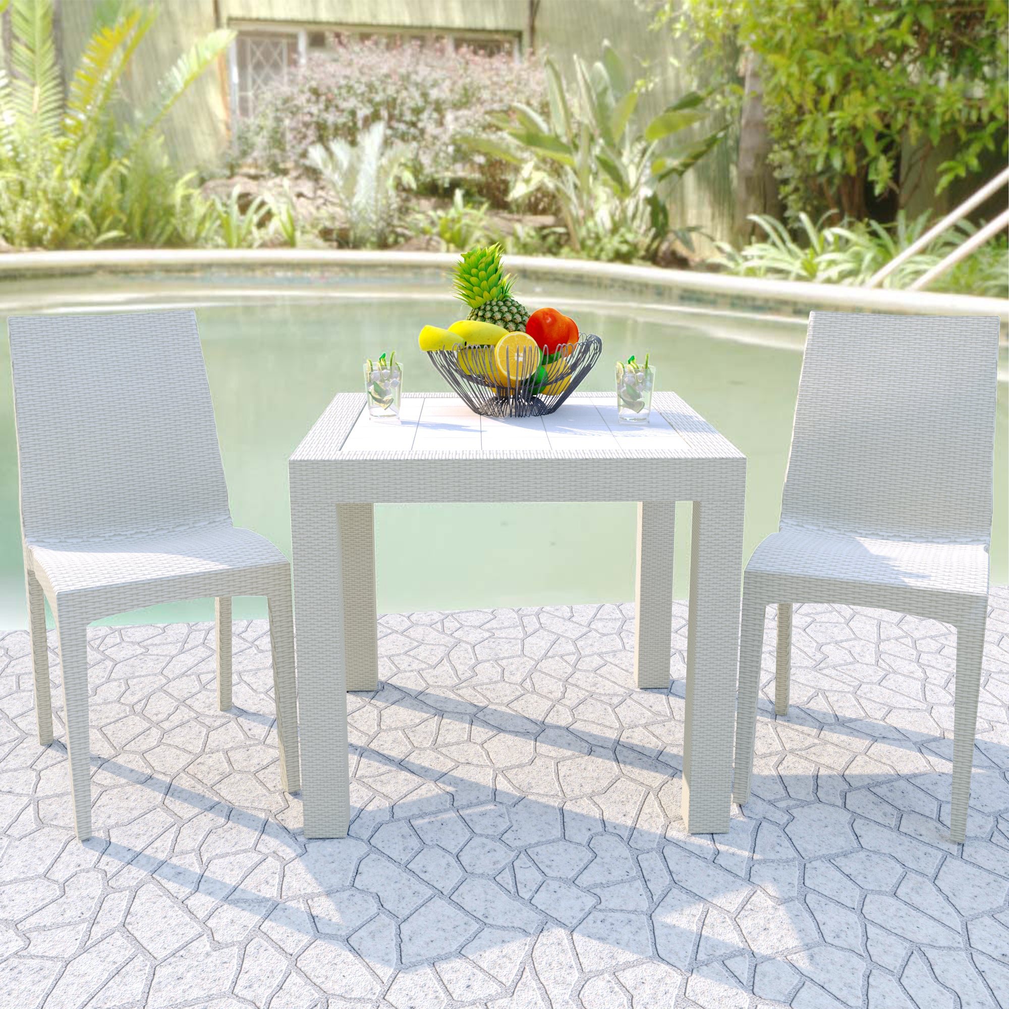 Hans 31" Weave Design Outdoor Dining Table