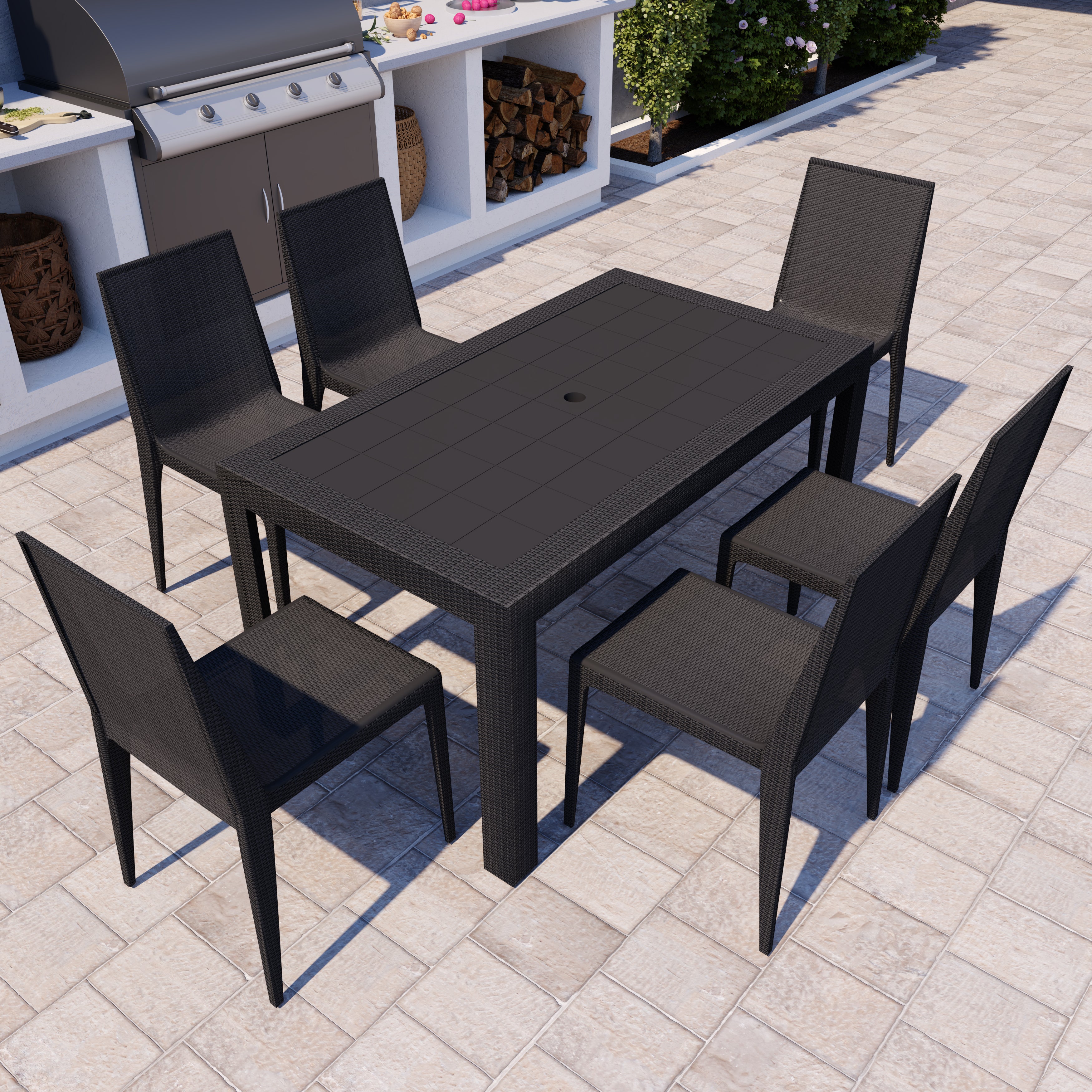 Hans 55" Weave Design Outdoor Dining Table