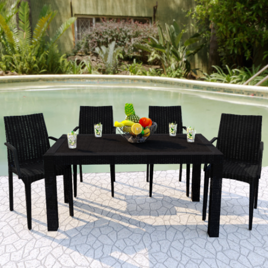 Hans 55" Weave Design Outdoor Dining Table